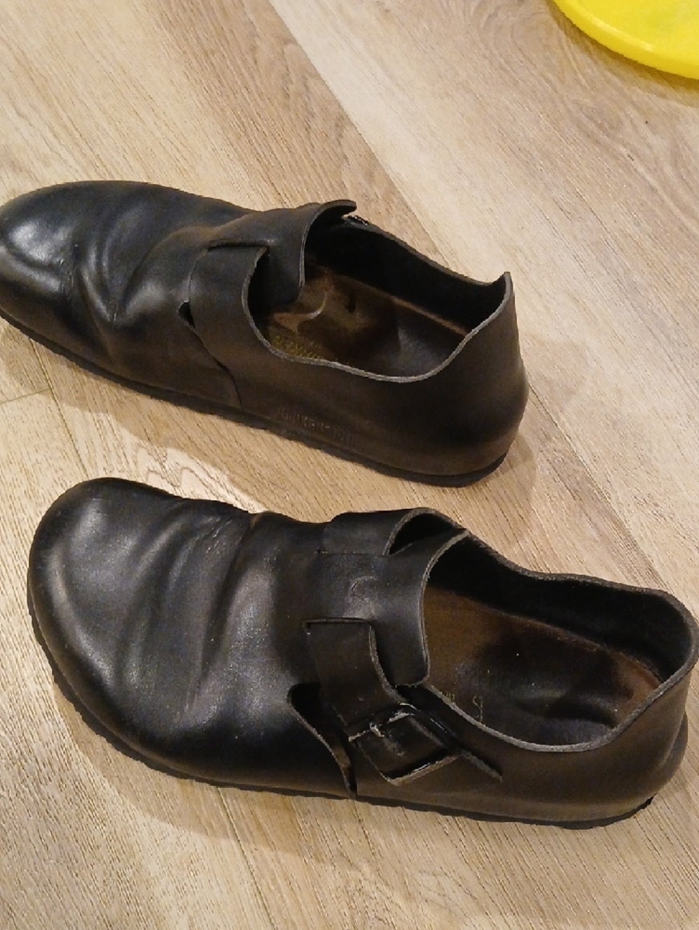 Birkenstock London Clogs  Black Leather Slip On Loafers 41 Men 8 Women 10 - Picture 4 of 9